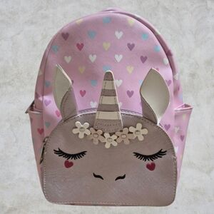 Under One Sky Pink Heart Printed Unicorn Backpack